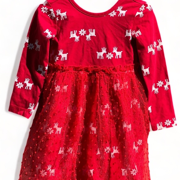 Hanna Andersson Reindeer Print Tulle Overlay Dress - Picture 2 of 9